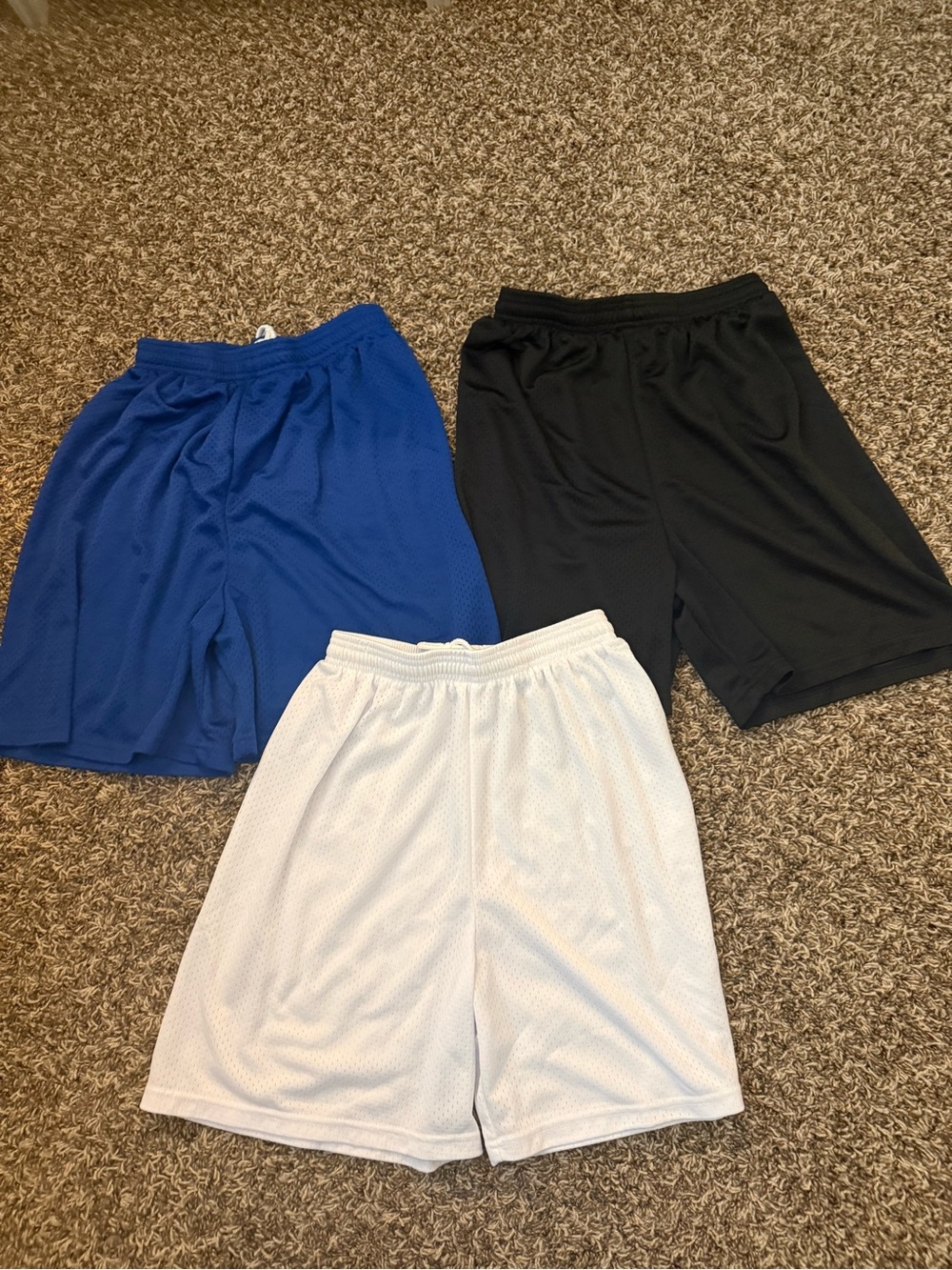 Youth XL bundle Athletic Mesh Shorts Trio - Blue, Black, White Badger Sport